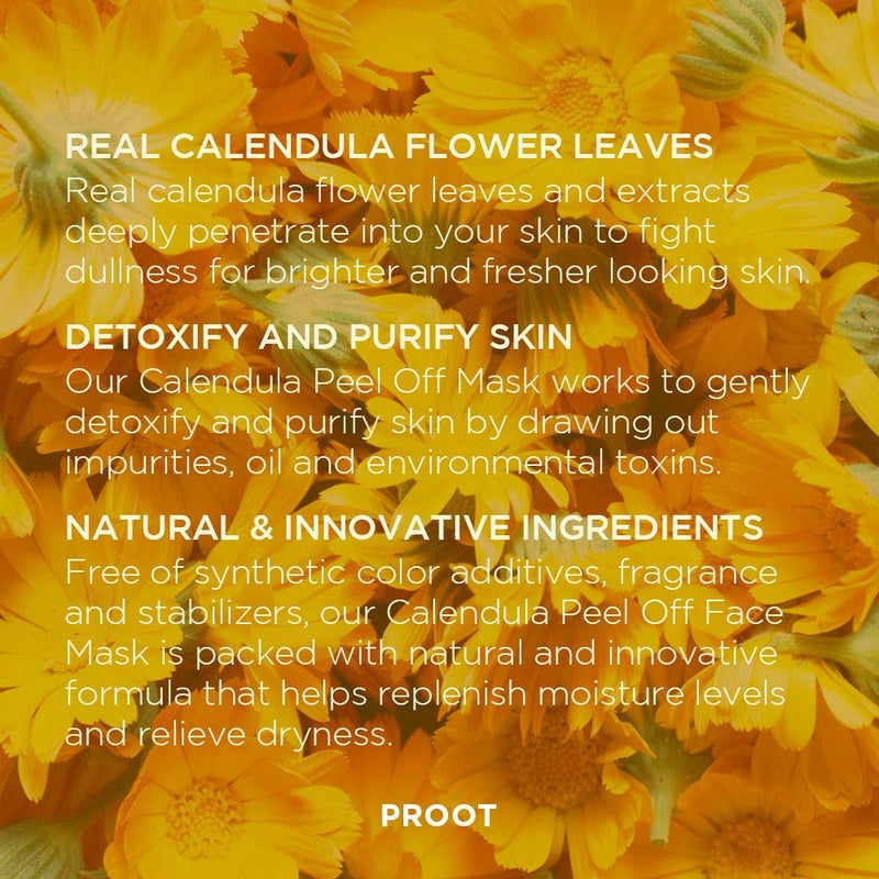 Proot Calendula Peel Off Mask | With Herbal Infused Brightening Serum | Formulated with Real Calendula Flower Leaves and Extracts | Korean Skin Care, Vegan, Cruelty-Free | 3.38 oz - Image 4